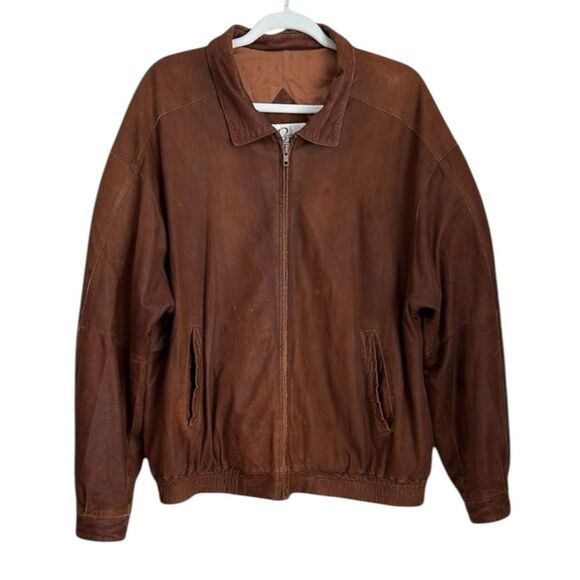 Vintage 80's Remy Men’s Buttery Soft Leather Bomber Jacket Brown Size 42 - Picture 1 of 16